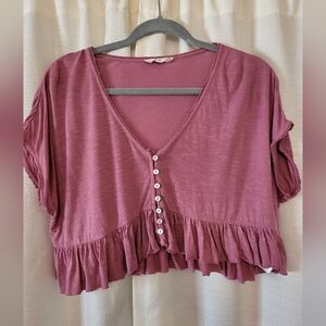 Flows Boho pink cropped blouse